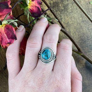Vintage Sterling Silver Navajo Turquoise Ring 6.25